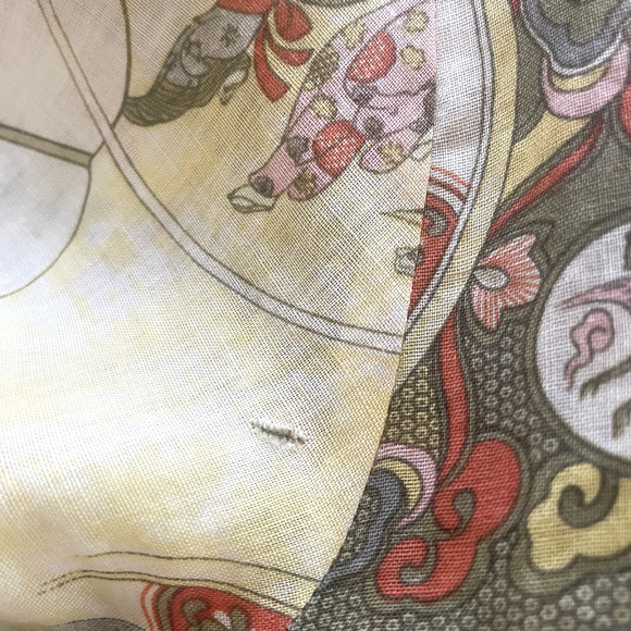 CITRON SANTA MONICA Size XL Linen Button-Up 3/4 Sleeve Asian Print Tunic Top - Picture 5 of 6